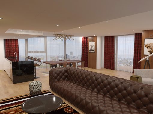 Пет стаен апартамент 223 м2 в небостъргач в централен Лондон-
